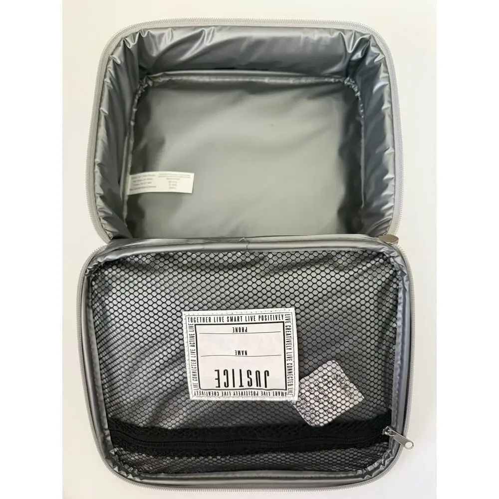 Justice Silver Holographic Vibes Insulated Handle Lunch Bag Lunch Tote Lunch Box